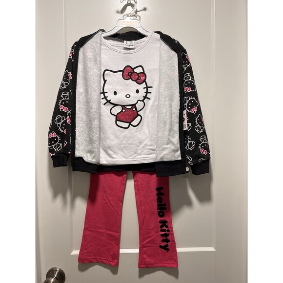 Sanrio Hello Kitty Girls Allover Print Jacket/Pants & Shirt 3Piece Set Size 4